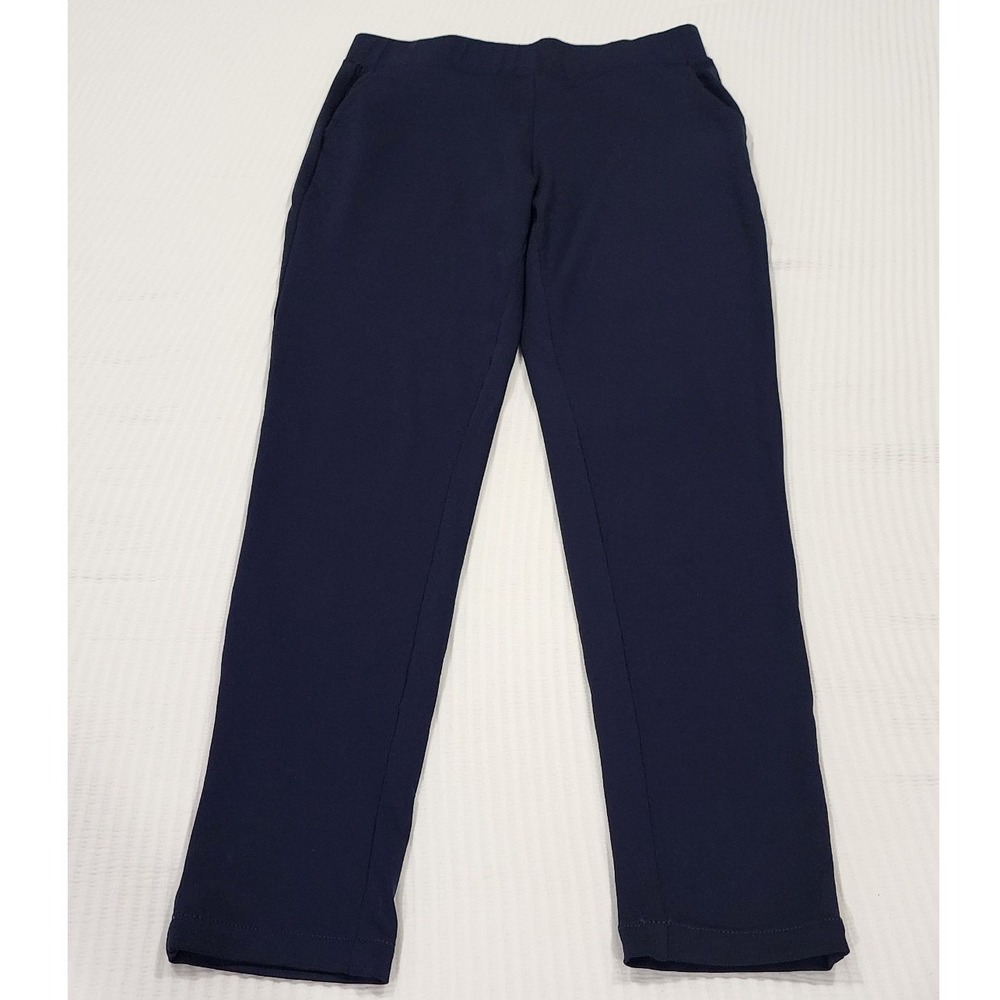 Bamans Womens Navy Blue Pull On Dress Pants Straight Leg Stretch Size M 8 30x29